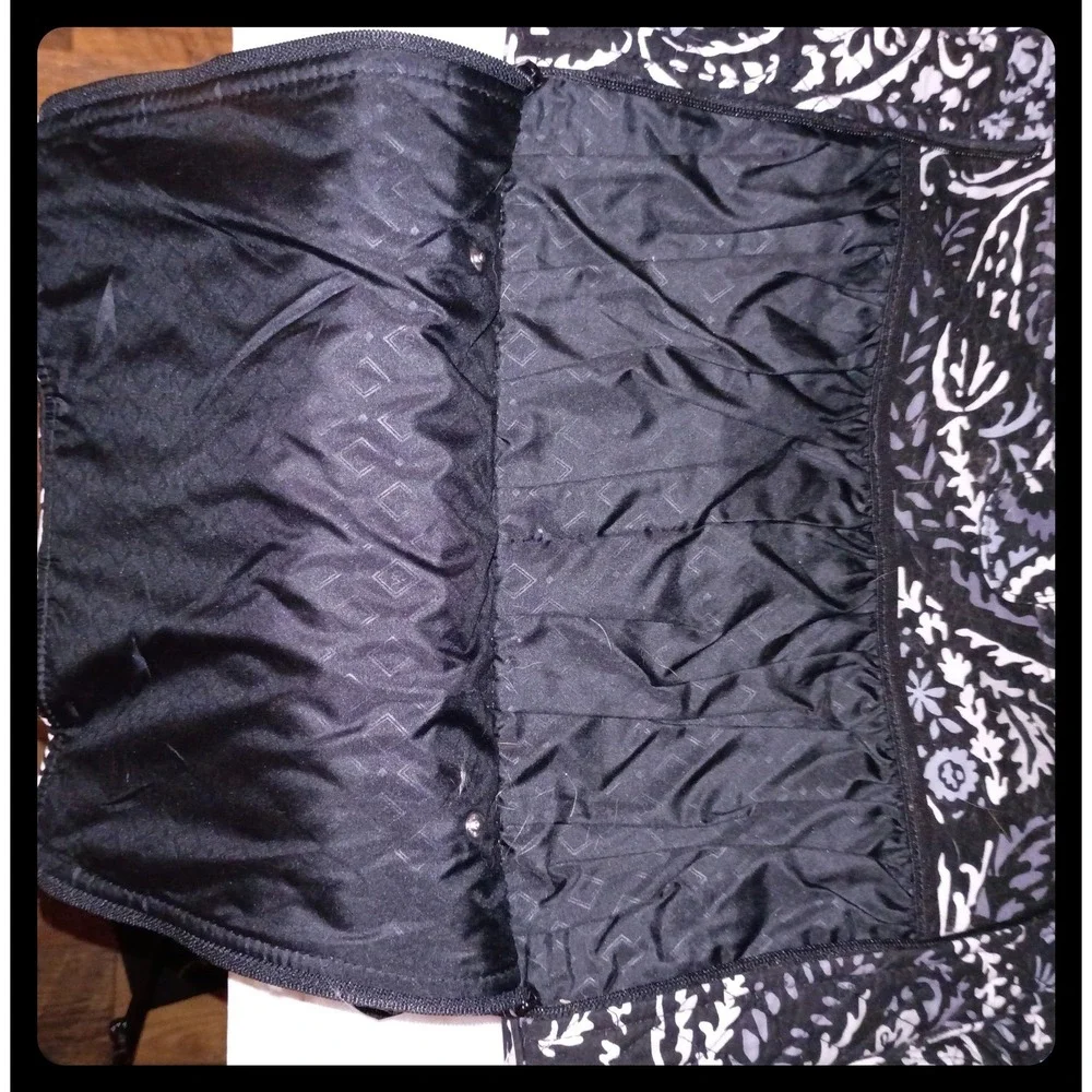 Vera Bradley Diaper Bag Women Large Black White Paisley Quilted Tote